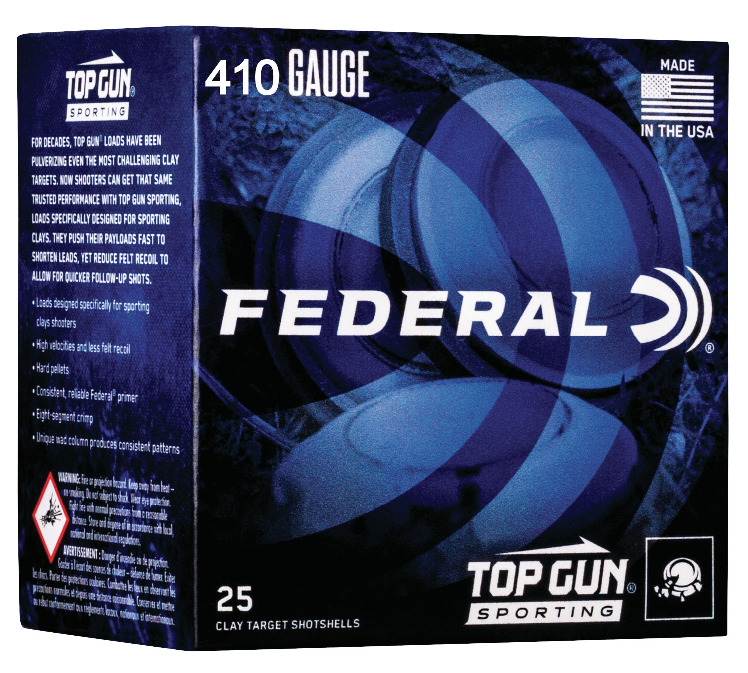 Federal TGS4121475 Top Gun 410 Gauge 2.5" 1/2oz 7.5 Shot 25/Box - Federal Premium Ammunition - LEAD
