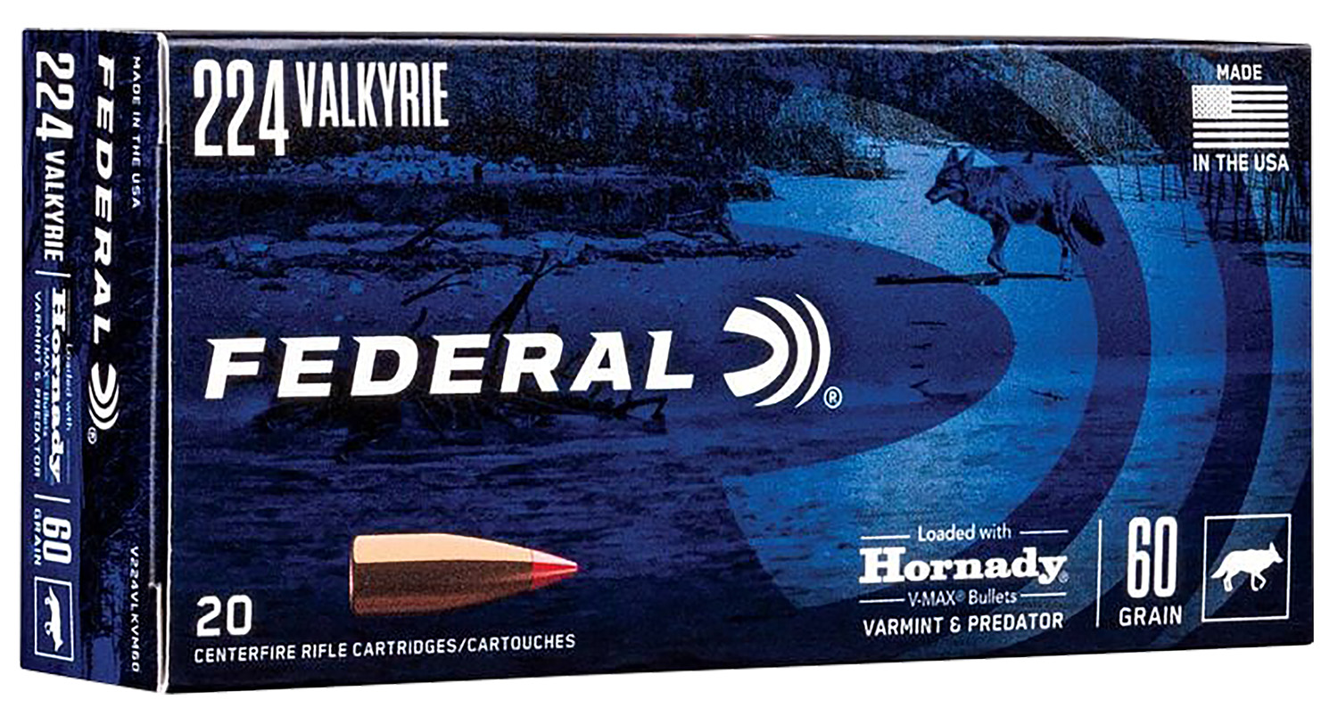 Federal V224VLKVM60 Varmint & Predator  224Valkyrie 60gr Hornady V-Max 20 Per Box/10 Case