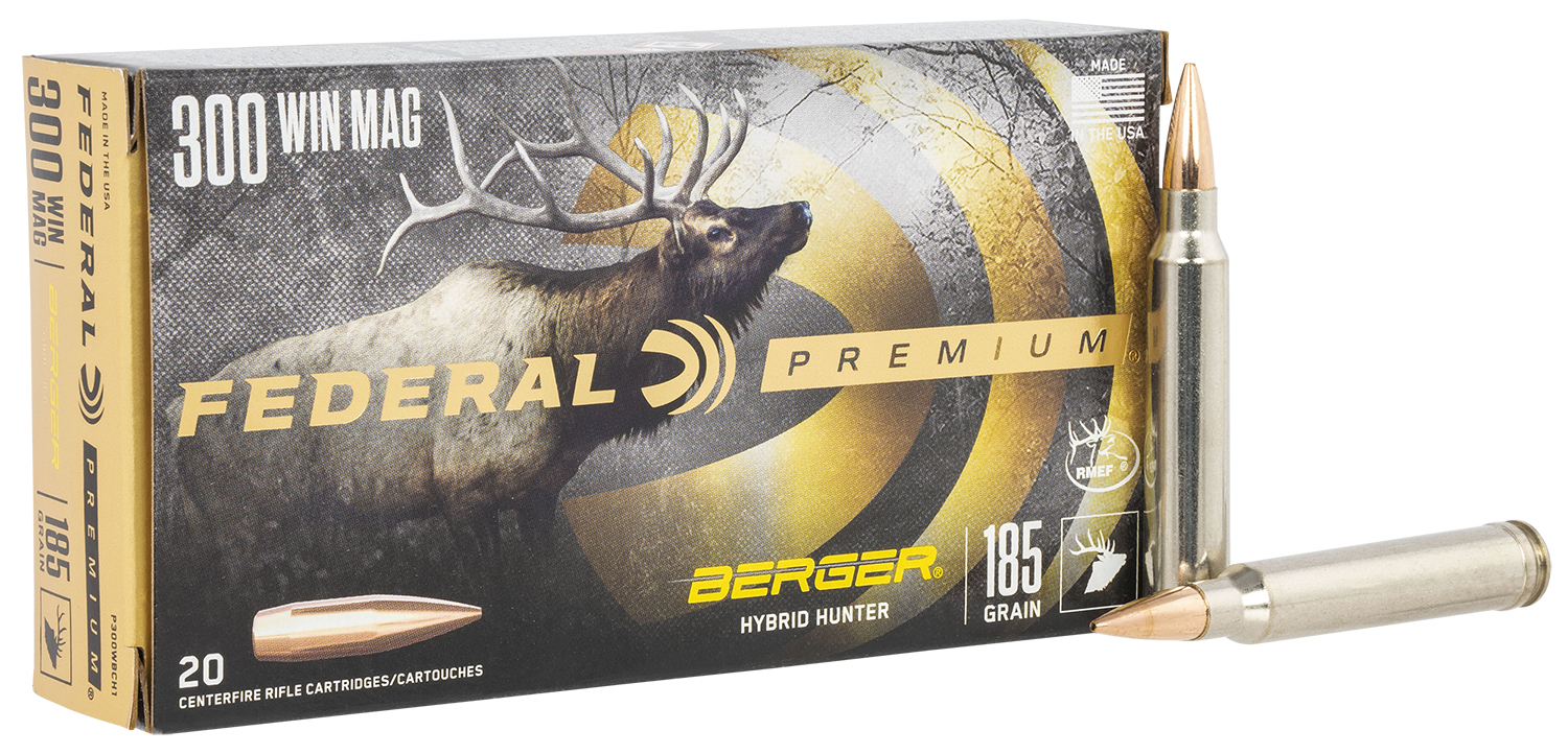 Federal P300WBCH1 Premium  300WinMag 185gr Berger Hybrid Hunter 20 Per Box/10 Case
