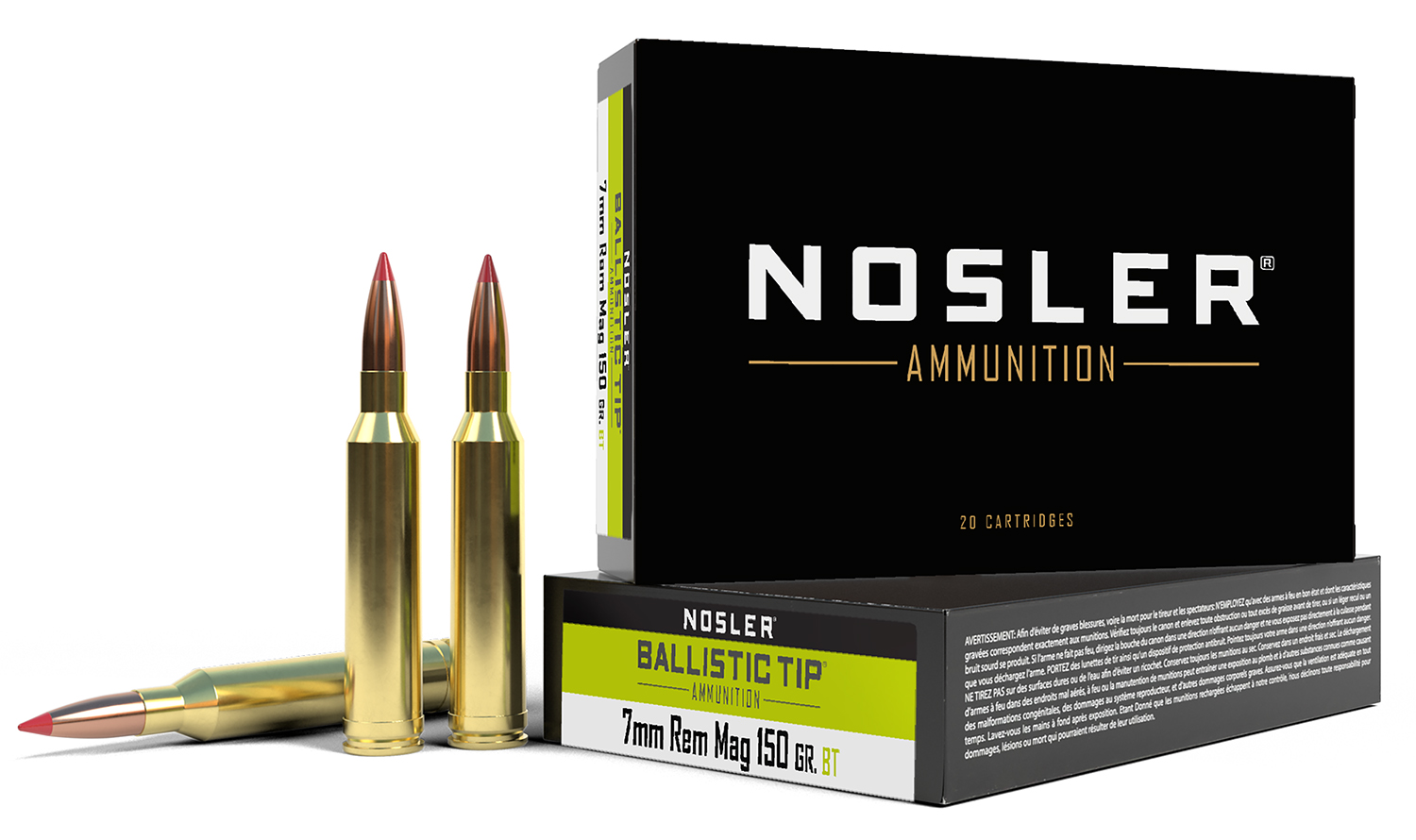 Nosler 40045 Ballistic Tip Hunting 7mm Rem Mag 150 gr Spitzer Bullet 20 Rds