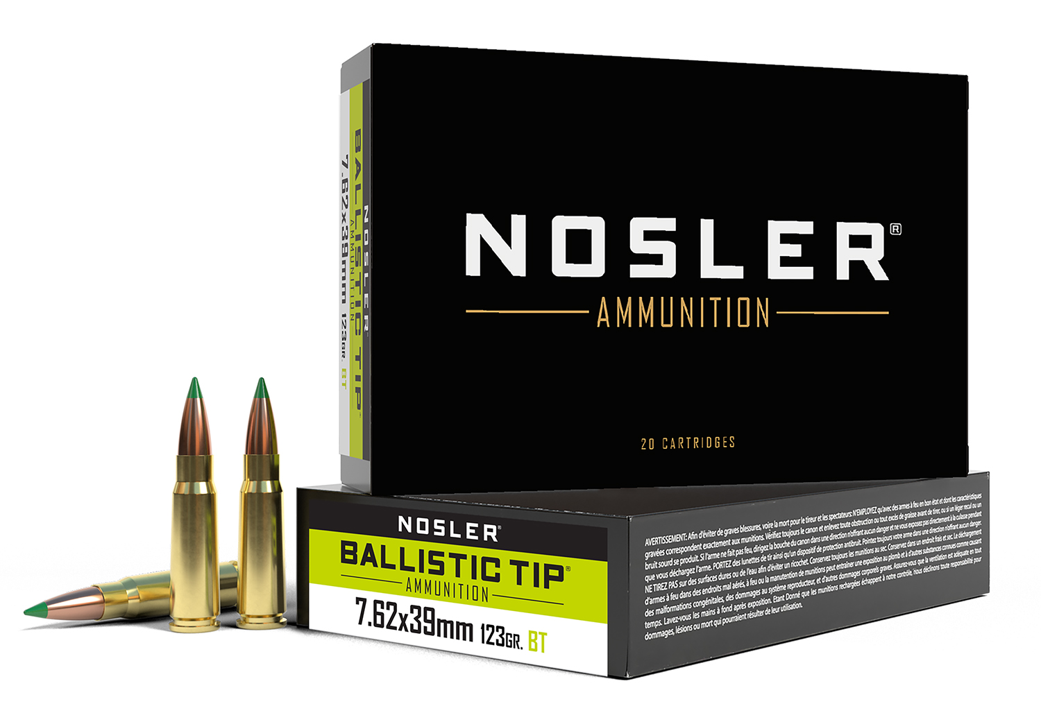 Nosler 40069 Ballistic Tip 7.62x39mm 123gr Rifle Ammo, 20 Rounds, Brass Cased, Centerfire, USA Origin - Nosler - SPITZER BALLISTIC TIP