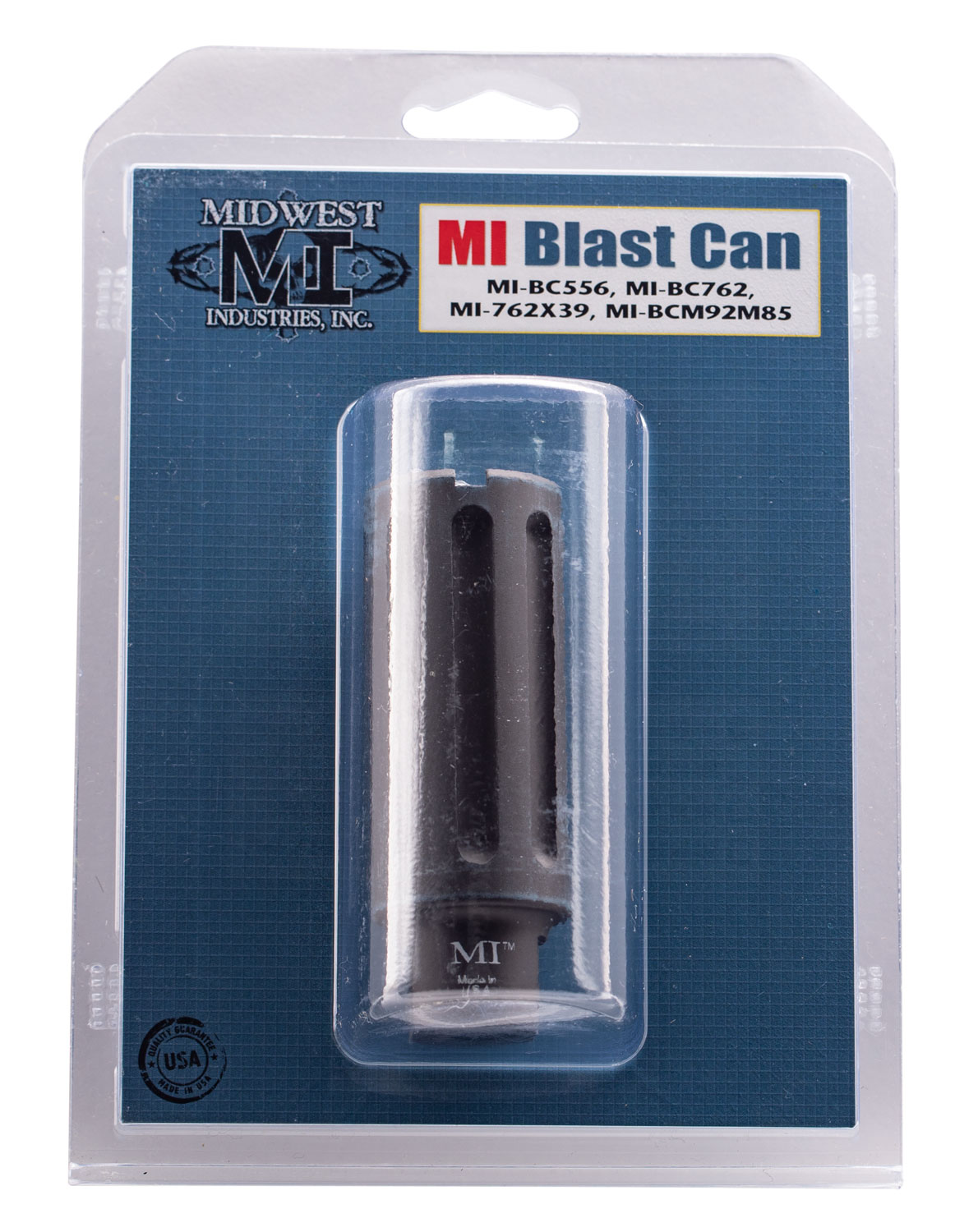 Midwest Industries MIBC556 Blast Can  Black Hardcoat Anodized 6061-T6 Aluminum with 1/2-28 tpi Threads, 3.38 OAL & 1.20 Diameter for 5.56x45mm NATO AR-Platform