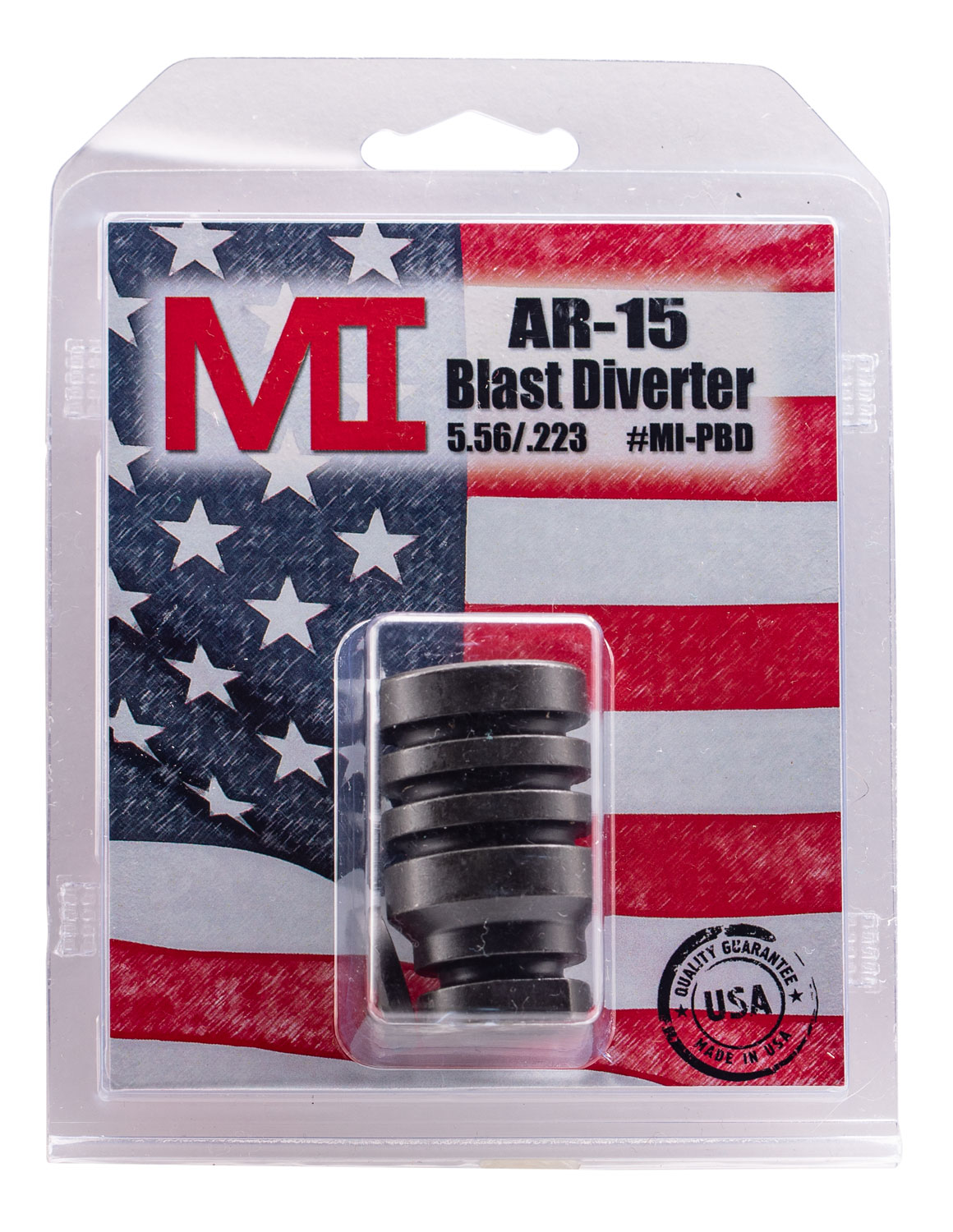 Midwest Industries MIPBD Blast Diverter  Black Phosphate Steel with 1/2-28 tpi Threads, 1.75 OAL & 1.09 Diameter for 223 Rem, 5.56x45mm NATO AR-Platform