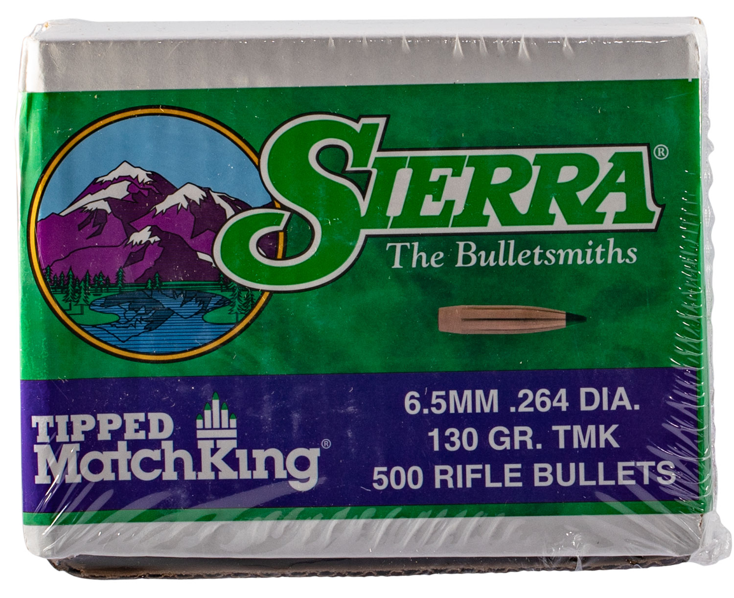 Sierra MatchKing .264 Caliber 130gr Tipped Bullet, 500/box, High Ballistic Coefficient, Reliable Feeding
