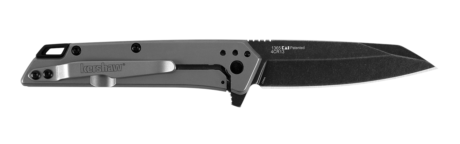 Kershaw 1365 Misdirect  2.90 Folding Reverse Tanto Plain Black Oxide Blackwash 4Cr14 Blade Gray Bead Blasted Stainless Steel Handle Includes Pocket Clip