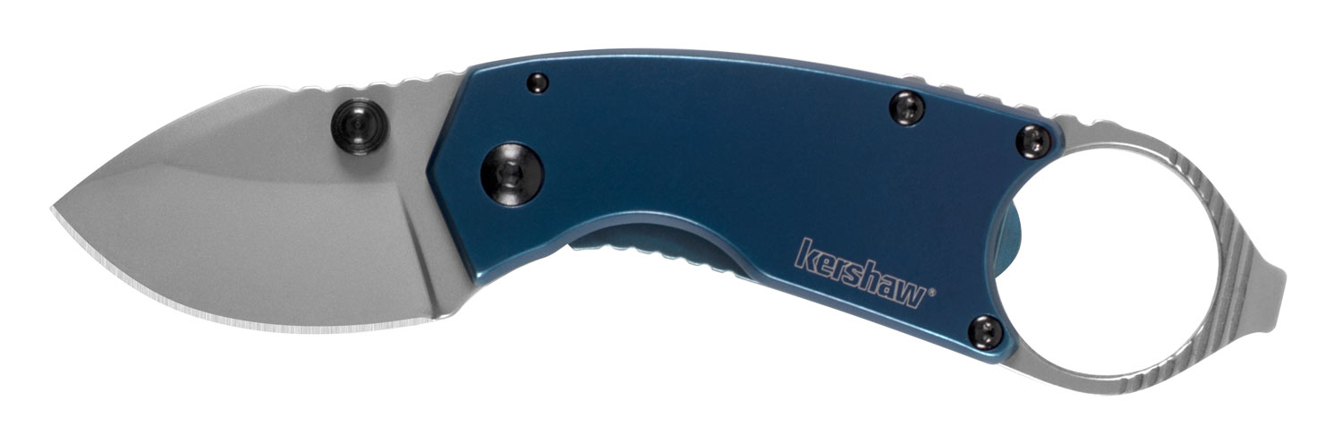 Kershaw 8710 Antic  1.70 Folding Drop Point Plain Bead Blasted 8Cr13MoV SS Blade Blue PVD Stainless Steel Handle Includes Pocket Clip
