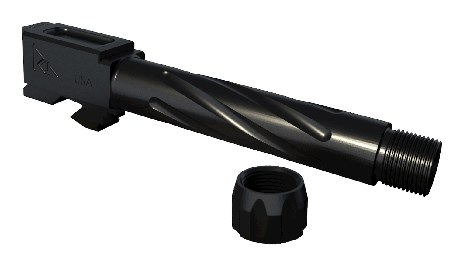 Rival Arms RA20G202A Precision  9mm Luger Compatible w/Glock 19 Gen3-4, 4.02" Fluted Threaded Black PVD Stainless Steel