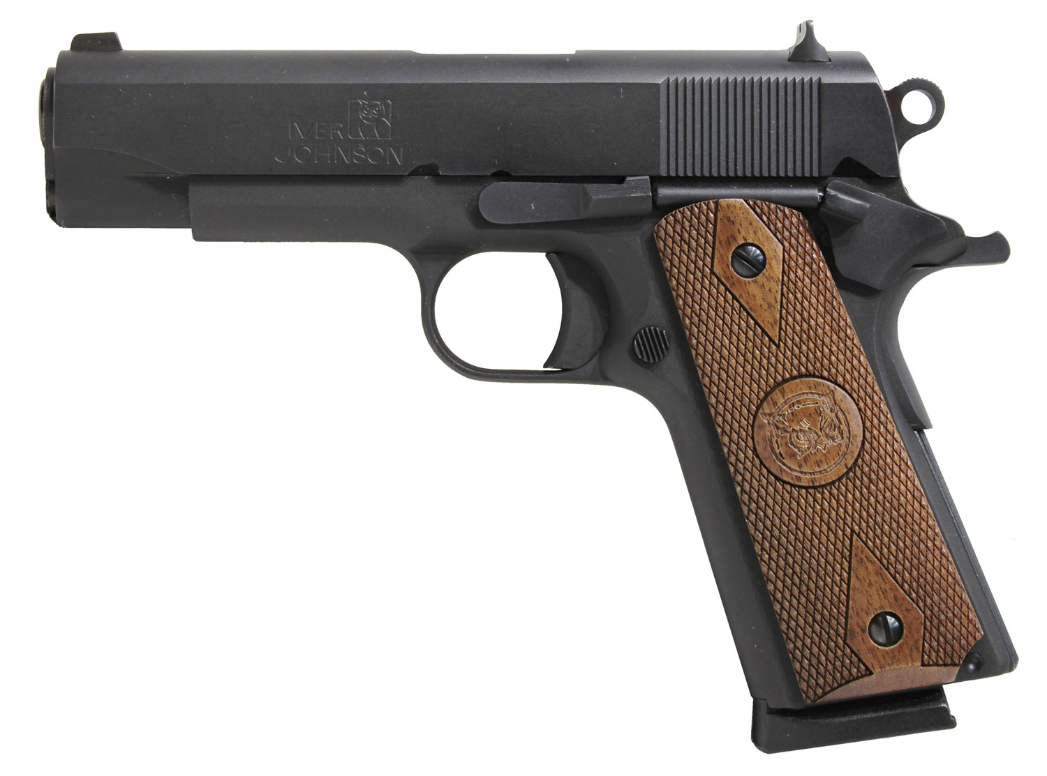 Iver Johnson Arms 1911 Falcon Commander Pistol: Matte Blue, .45 ACP, 4.25-inch Barrel, 8-Round Mag, Round Combat Hammer