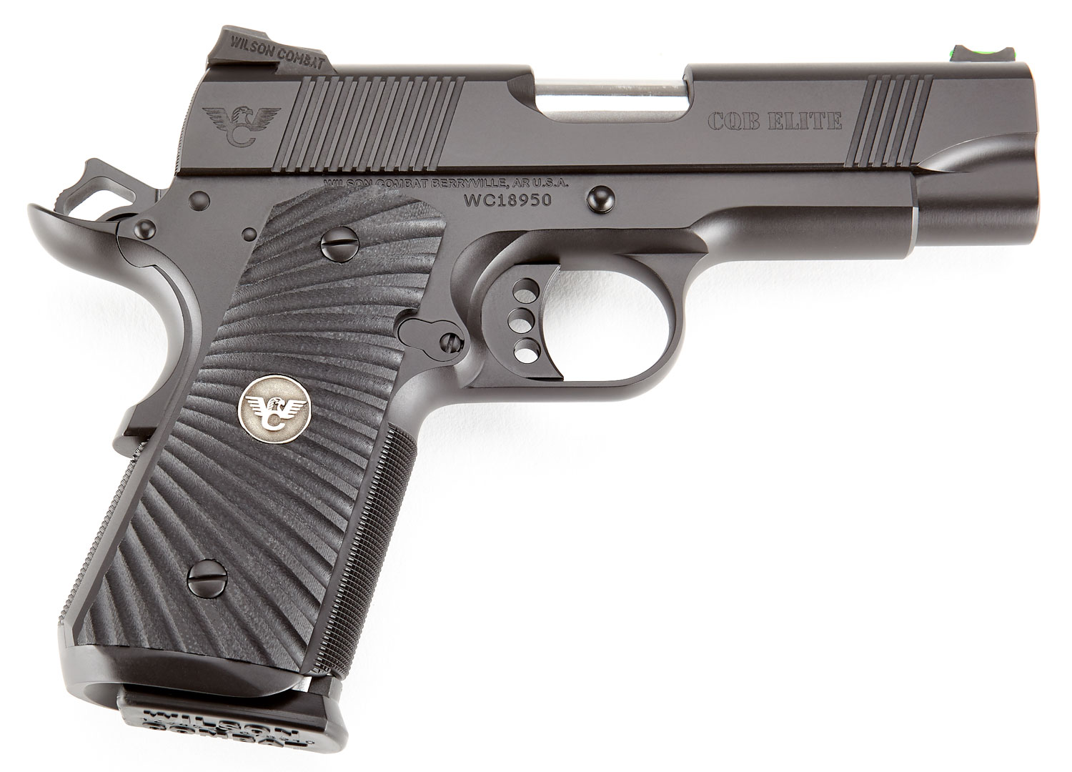 CQB Elite Compact Tactical Handgun: Carbon Steel, G10 Grips, Fiber Optic Sight
