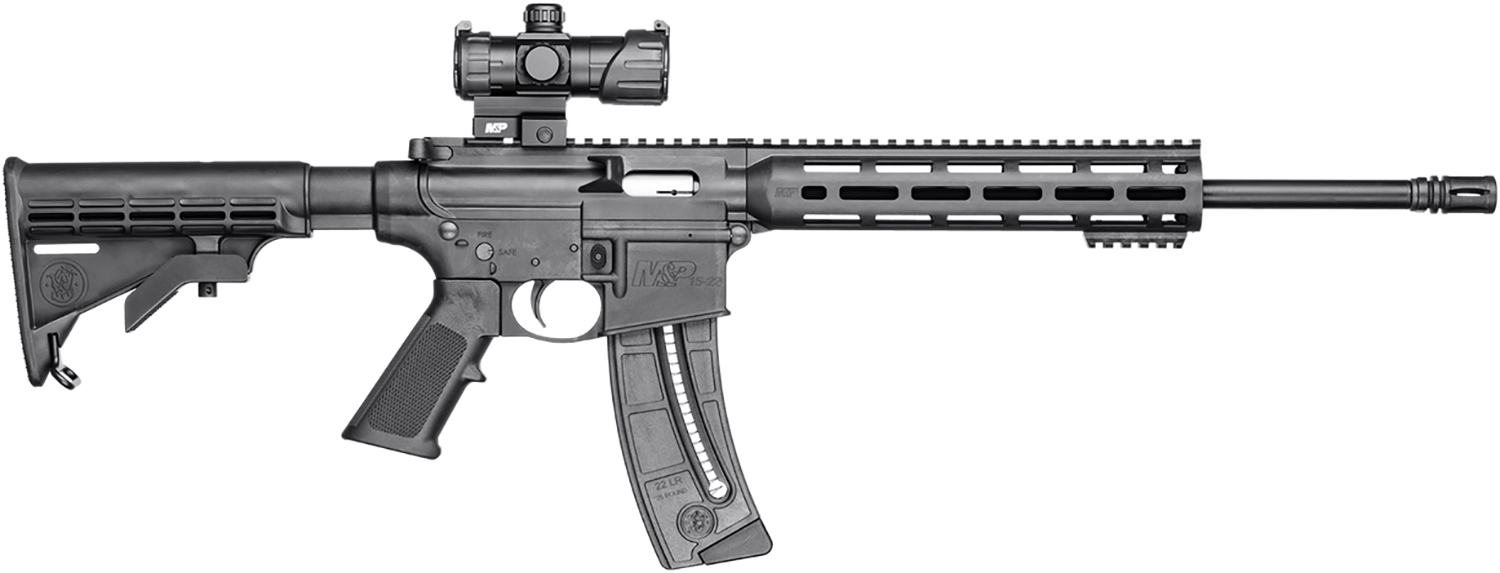 Smith & Wesson 12722 M&P15 Sport OR 22 LR 25+1 16.50 Matte Black Barrel, Optic Ready w/Red & Green Dot Optic Receiver, Black 6 Position Stock