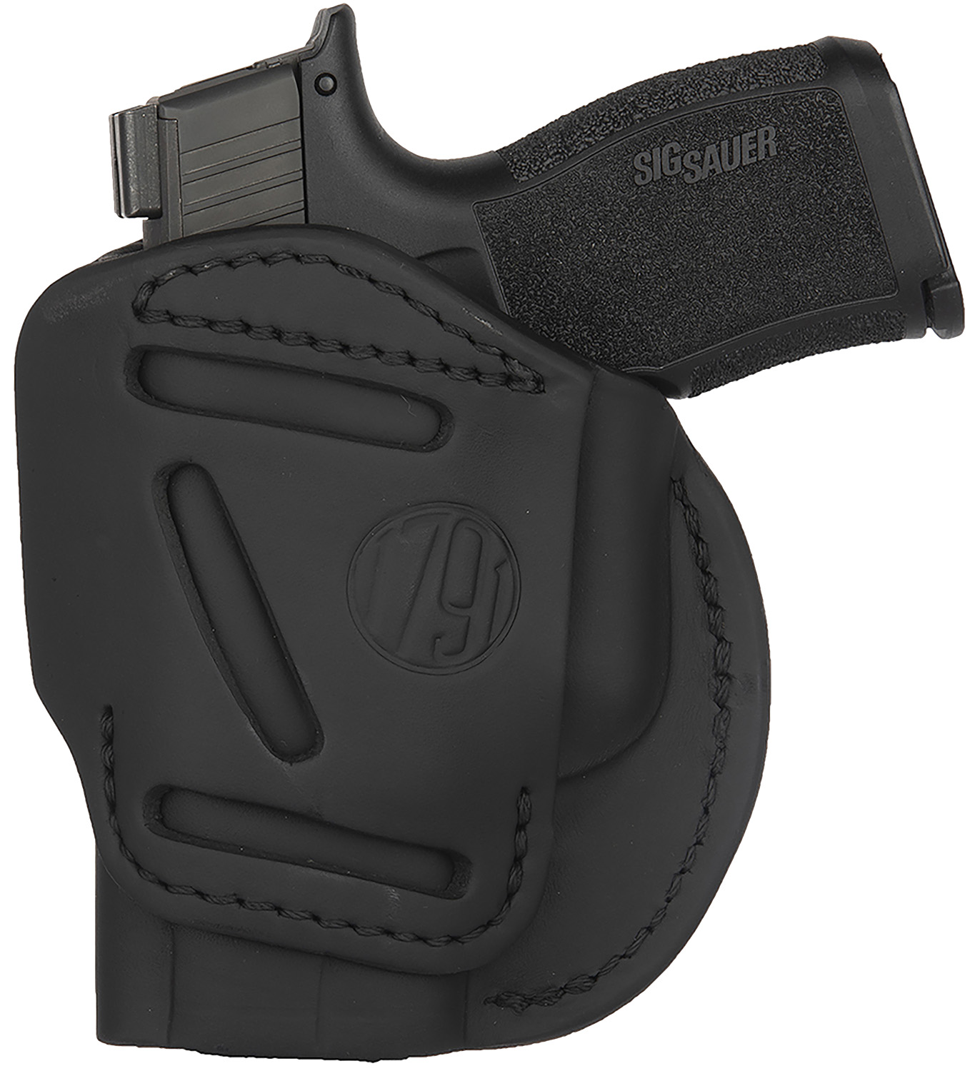 1791 Gunleather 4WH3SBLR 4-Way  IWB/OWB Size 03 Stealth Black Leather Belt Clip Compatible w/Glock 26/Ruger LC9/S&W M&P Shield/2.0 9/40 Right Hand