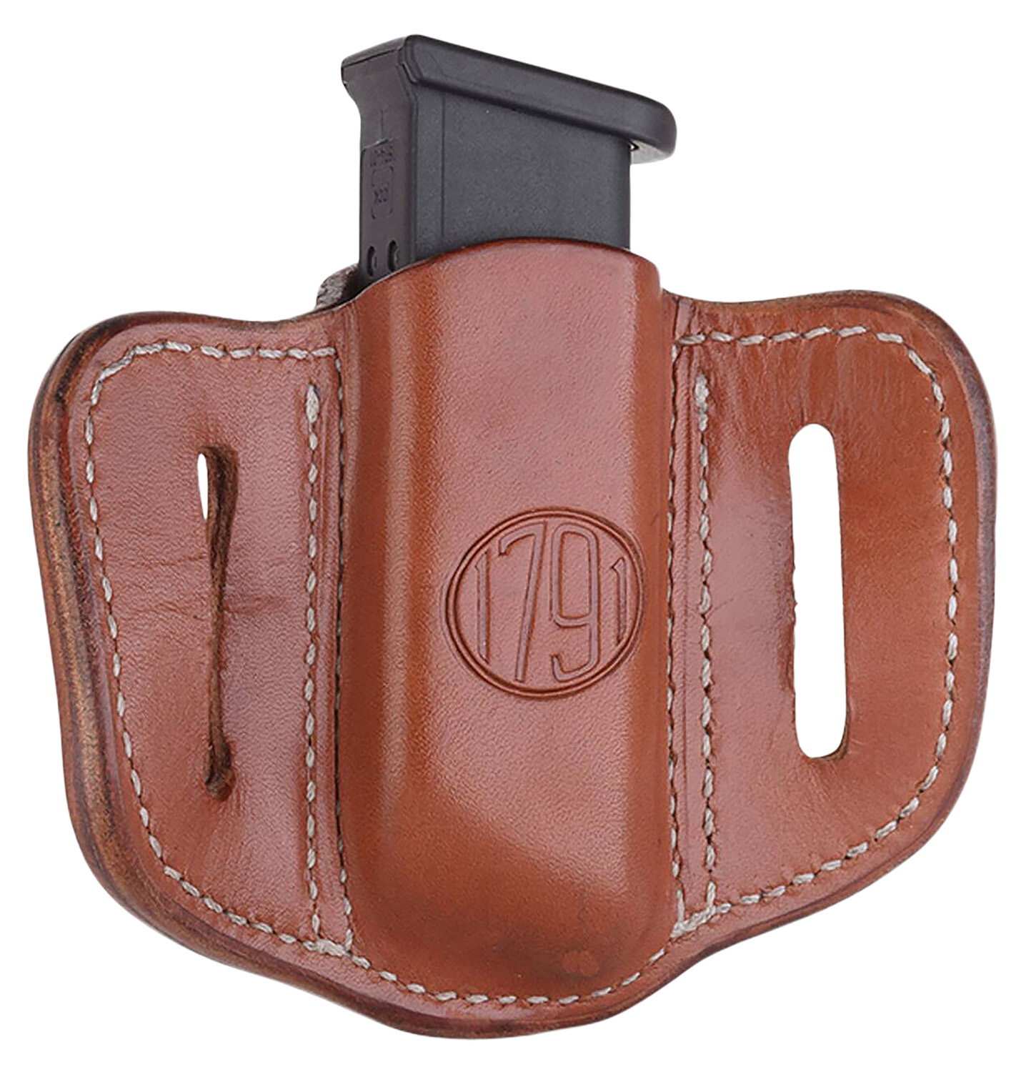 1791 Gunleather MAG12CBRA Single Mag Holster Brown Leather Belt Slide