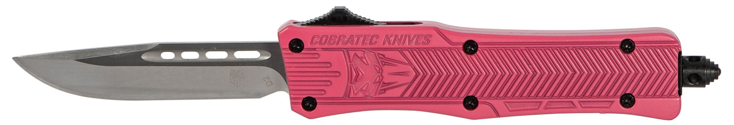 CobraTec CTK-1 Small 2.75" D2 Steel OTF Knife Pink Aluminum Handle - CobraTec Knives - DROP POINT for sale at TheGunDock
