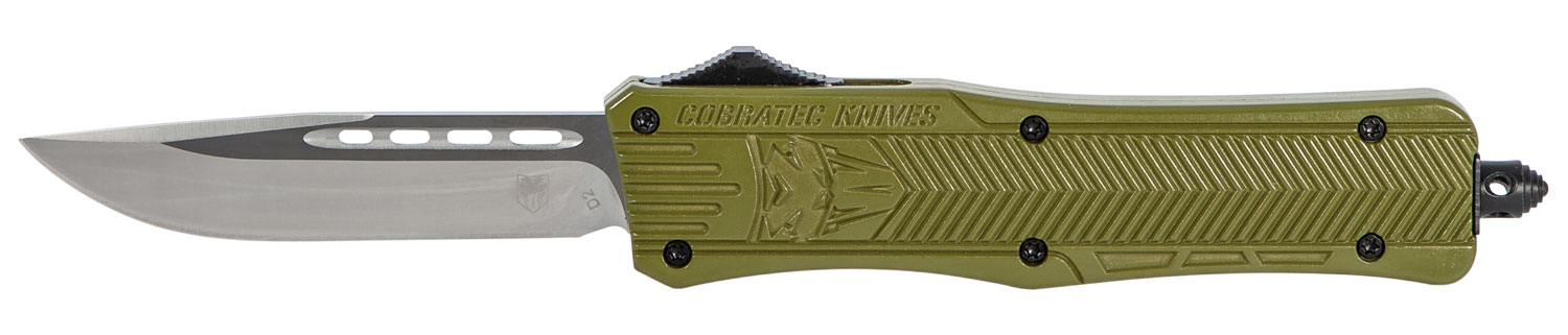 CobraTec MODCTK1MDNS CTK-1 Medium 3" OTF D2 Steel OD Green Knife - CobraTec Knives - DROP POINT
