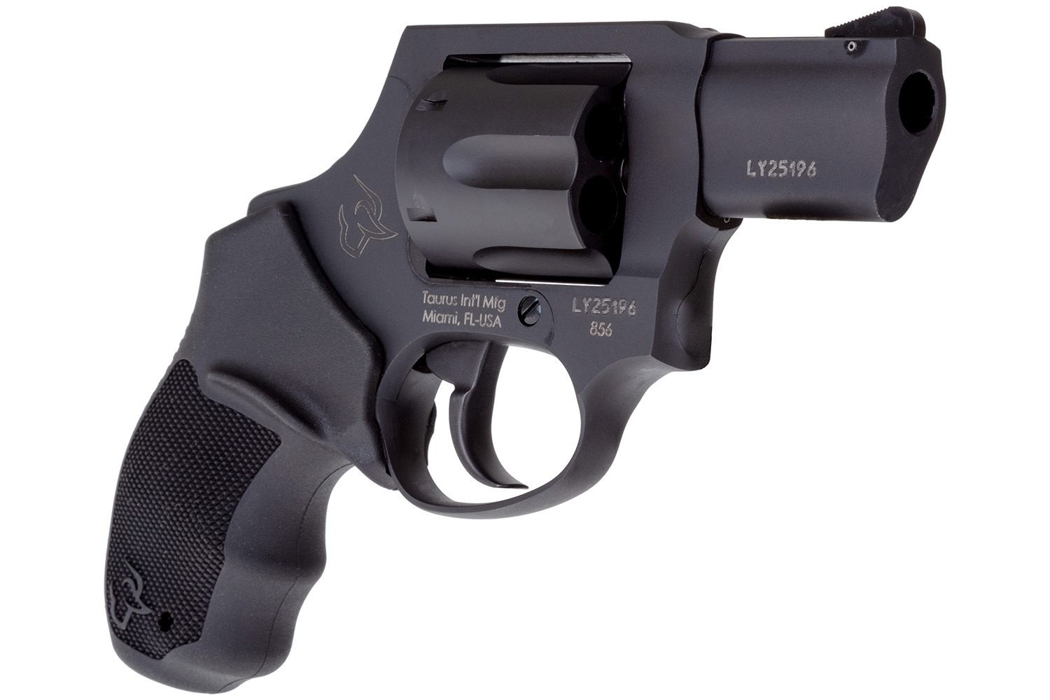Taurus 856 Concealed Hammer 38 Special 2in 6rd — Superb Pocket Revolver 3 Taurus 856 Concealed Hammer 38 Special revolver in matte black, angled view showing the shrouded hammer and 2-inch barrel