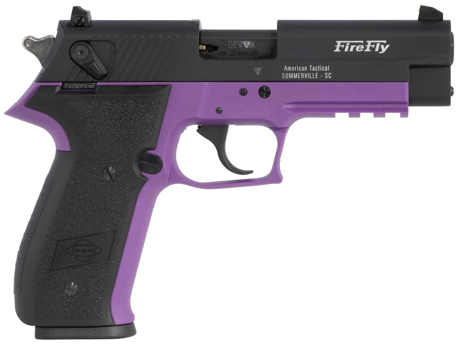 GSG GERG2210FFL FireFly 22 LR 10+1 4" Black Serrated Slide Purple Zinc...