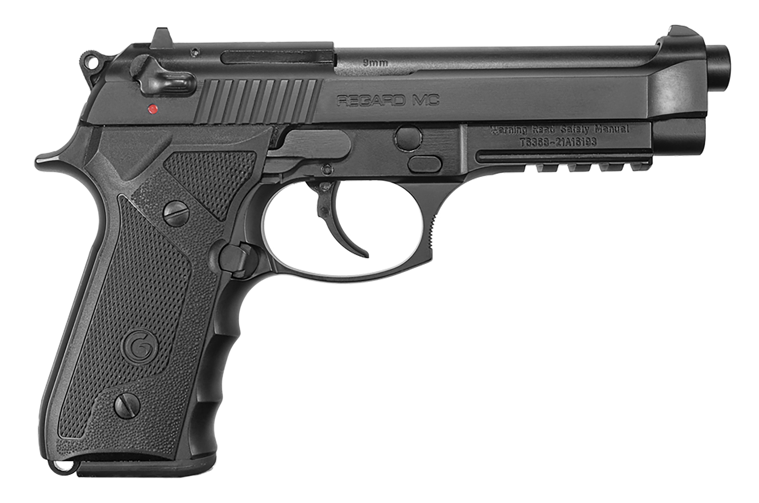 EAA GIRSAN 390080 Regard MC Full Size 9mm Luger 18+1 4.90" Black Steel Barrel, Blued Serrated Slide, Black Aluminum Frame w/Picatinny Rail, Black Polymer Grips, Ambidextrous