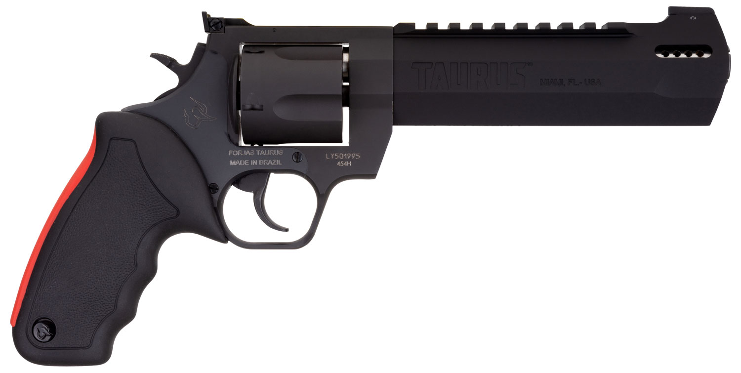Taurus 2454061RH Raging Hunter  454 Casull 5rd 6.75" Matte Black Oxide Steel Black Rubber with Integrated Red Cushion Insert Grip