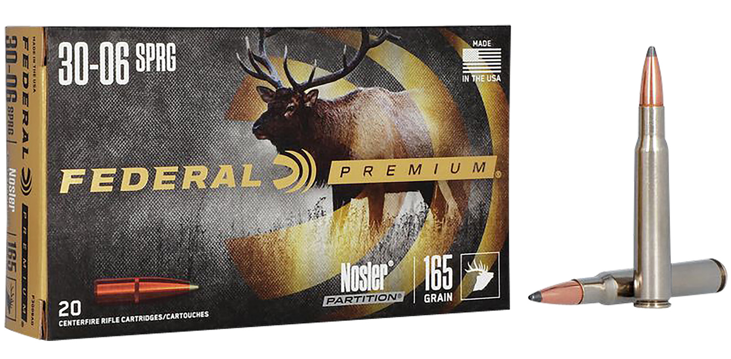 Federal P3006AD Premium  30-06Springfield 165gr Nosler Partition 20 Per Box/10 Case