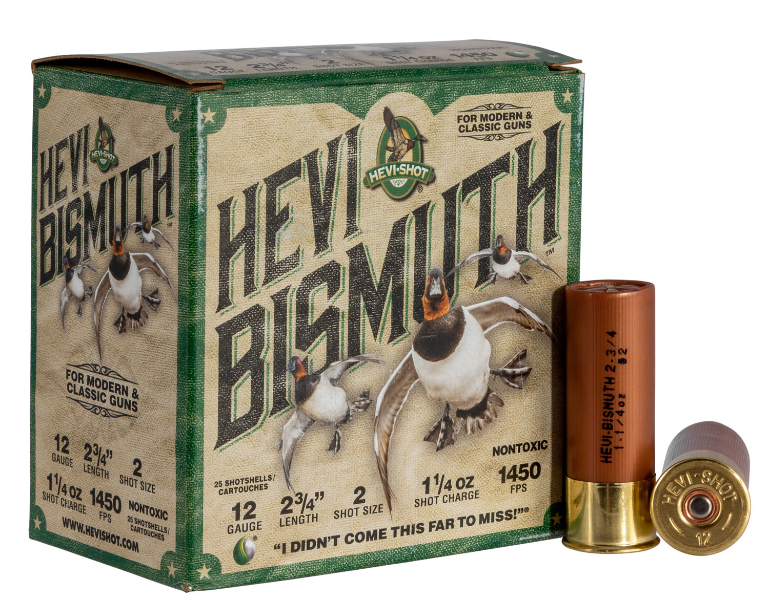 HEVI-Shot HS14702 HEVI-Bismuth 12Gauge 2.75" 1 1-4oz Bismuth 2Shot 25 R... - HEVI Shot - 12 Gauge