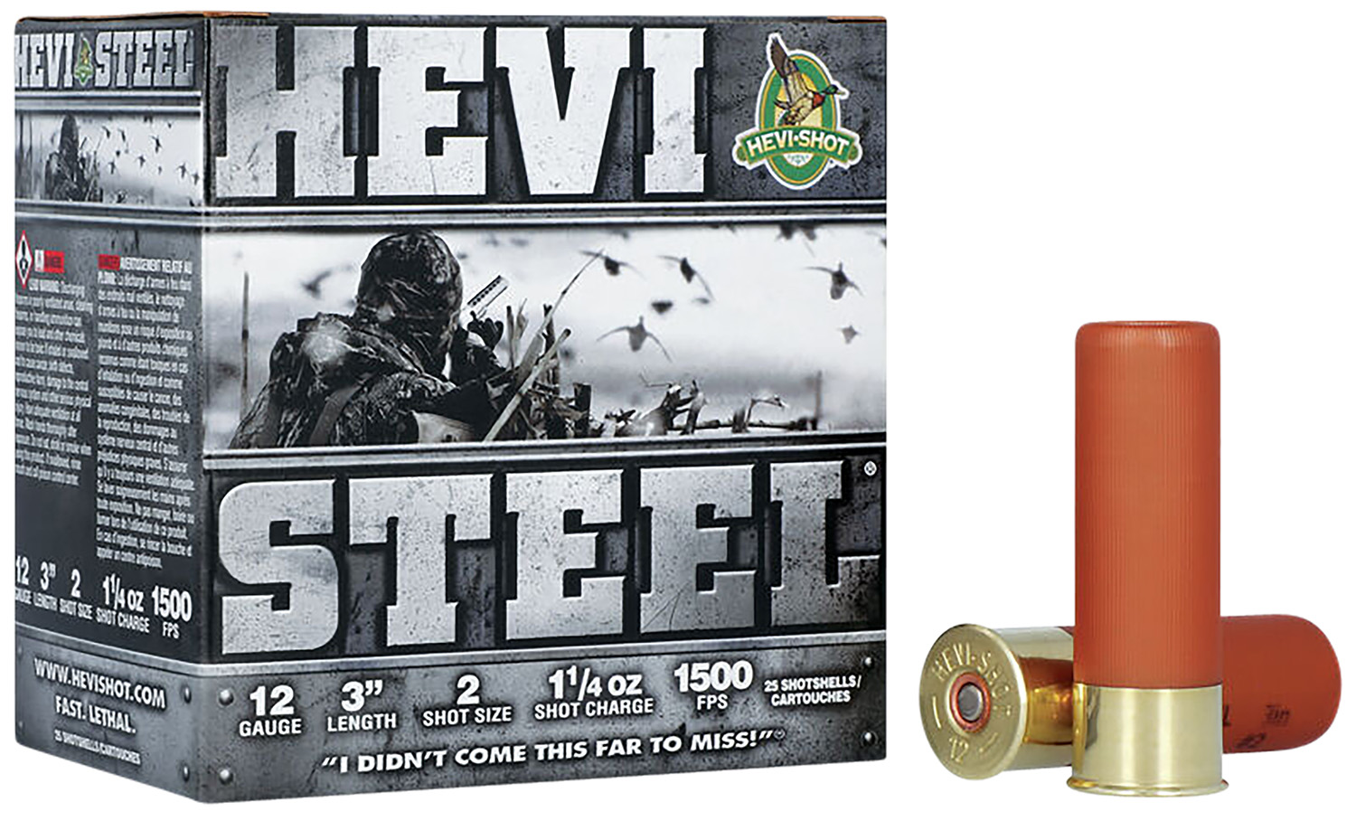 HEVI-Shot HS60002 HEVI-Steel  12Gauge 3 1 1/4oz 2Shot 25 Per Box/10 Case