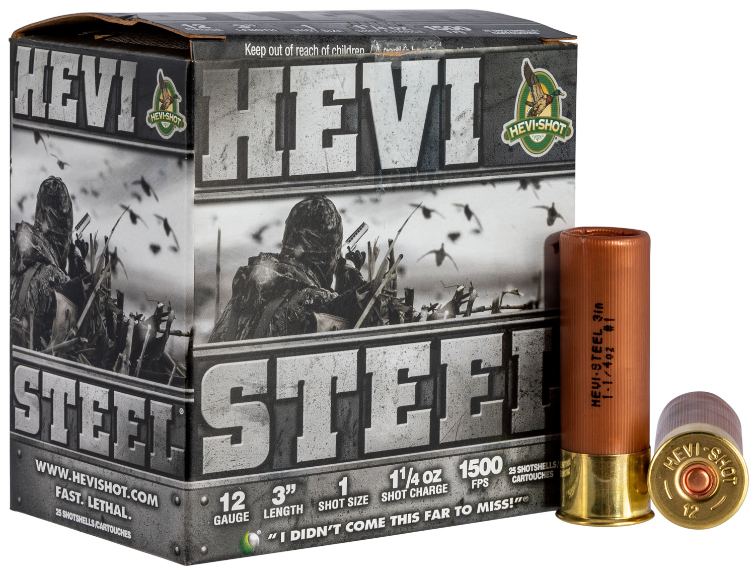 HEVI-Shot HS60001 HEVI-Steel  12Gauge 3 1 1/4oz 1Shot 25 Per Box/10 Case