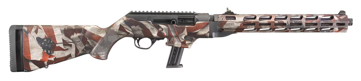 Ruger 19121 PC Carbine  9mm Luger 17+1 16.12" Threaded/Fluted Barrel, American Flag Cerakote Aluminum Alloy Receiver, American Flag Synthetic Stock, Optics Ready