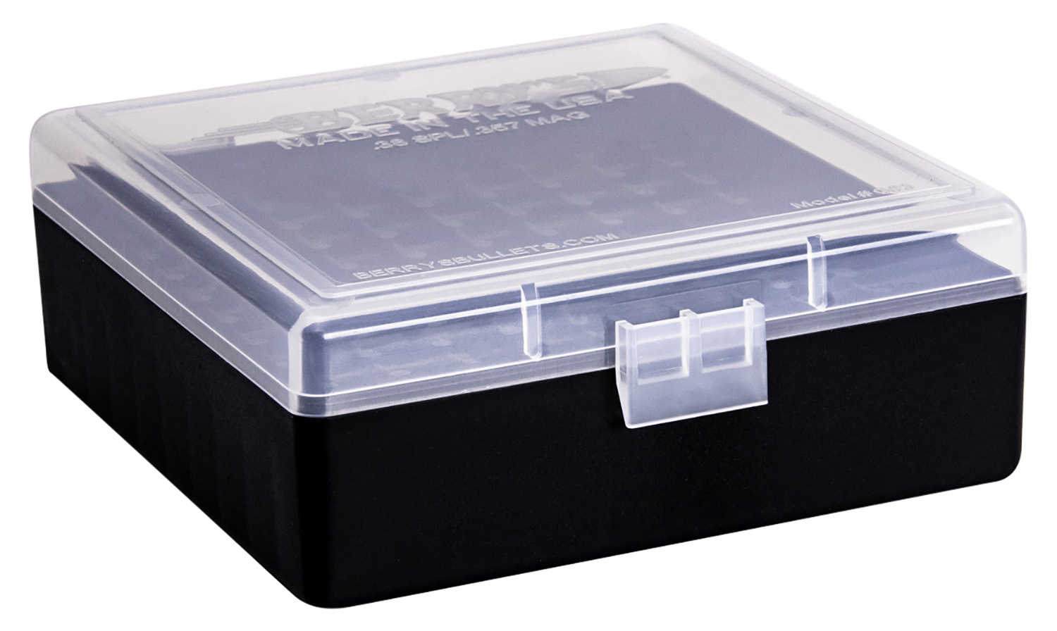 Berry's 15382 Ammo Box  38Special/357Mag Clear/Black Plastic 100rd