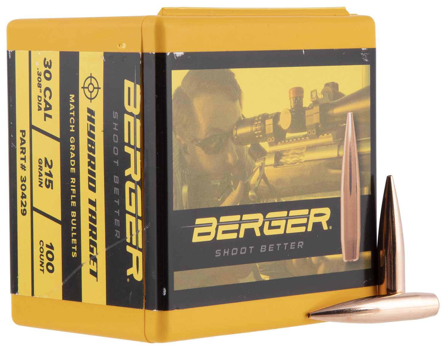 Berger Match Grade Target Bullets .30 cal .308" 215 gr HYBRID 100... - Berger Bullets - 30 Caliber