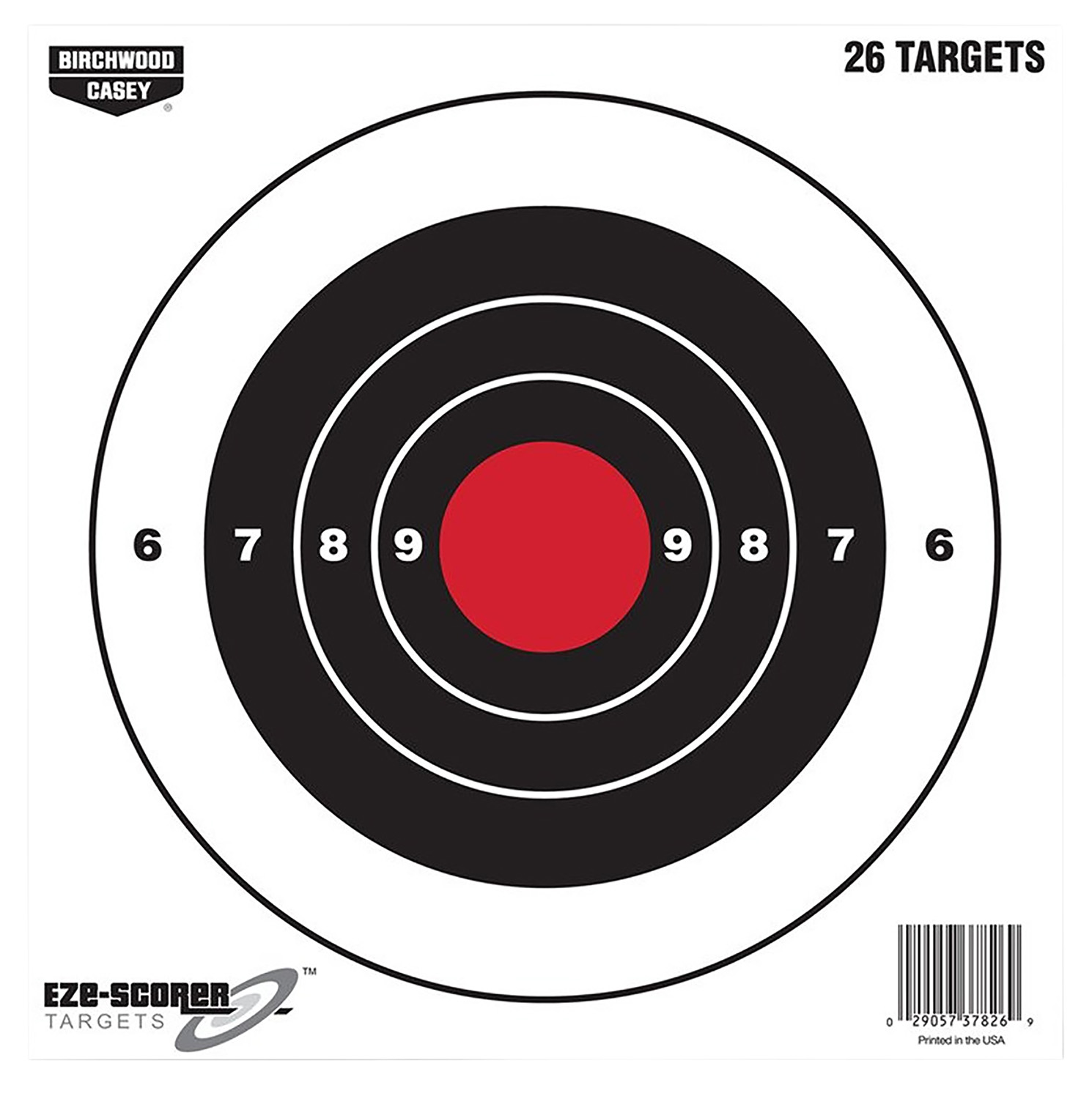 Birchwood Casey EZE-Scorer 8" Bullseye Paper Target Black/Red 26 Pack - Birchwood Casey