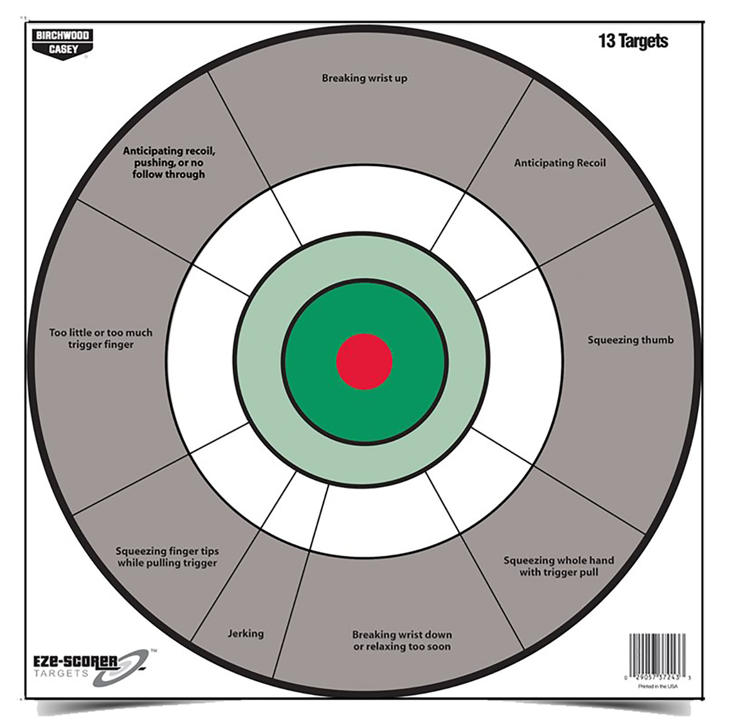 Birchwood Casey 37245 EZE-Scorer  12 Bullseye Paper Hanging Gray/White 13 Per Pkg