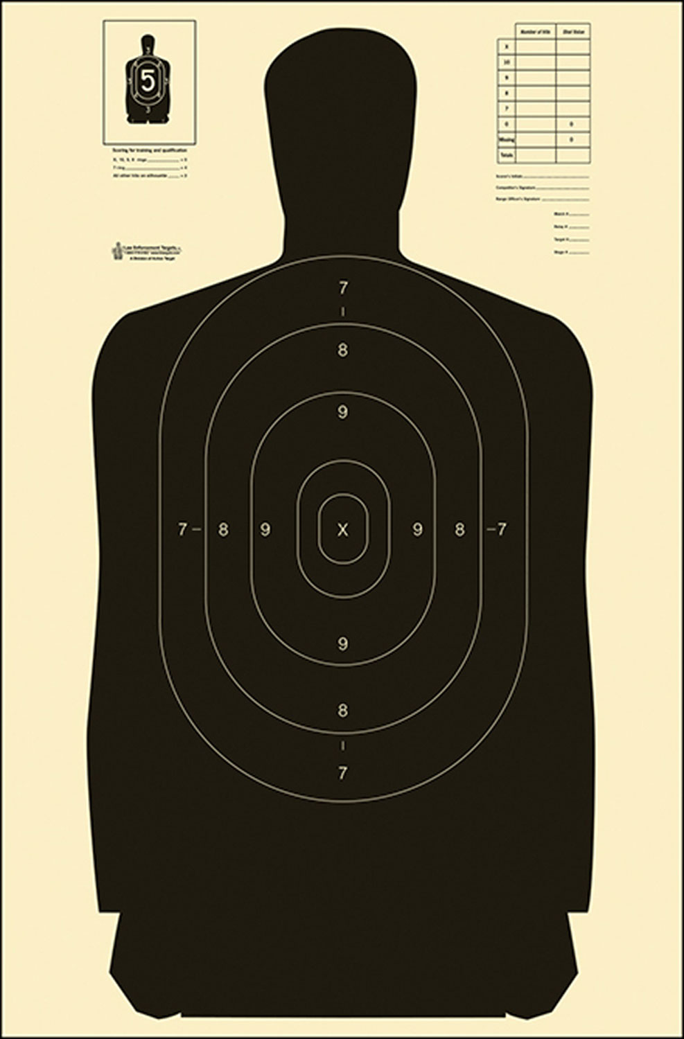 Action Target B27SBLACK100 Qualification Standard Silhouette Heavy Paper Hanging Black/White 100 Per Box