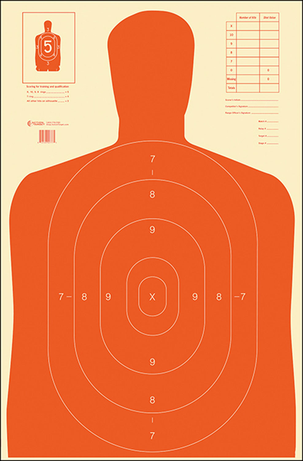 Action Target B27ERED100 Silhouette Paper Target 23"x35" Red/White 100/Box