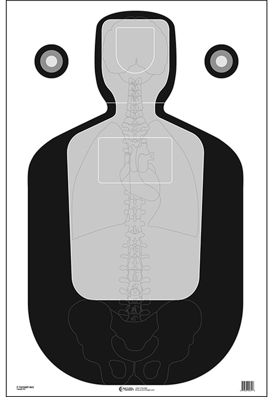 Action Target FTQ19ANTAV2100 Qualification  Silhouette/Vitals Paper Hanging 23 x 35 Black/Gray 100 Per Box