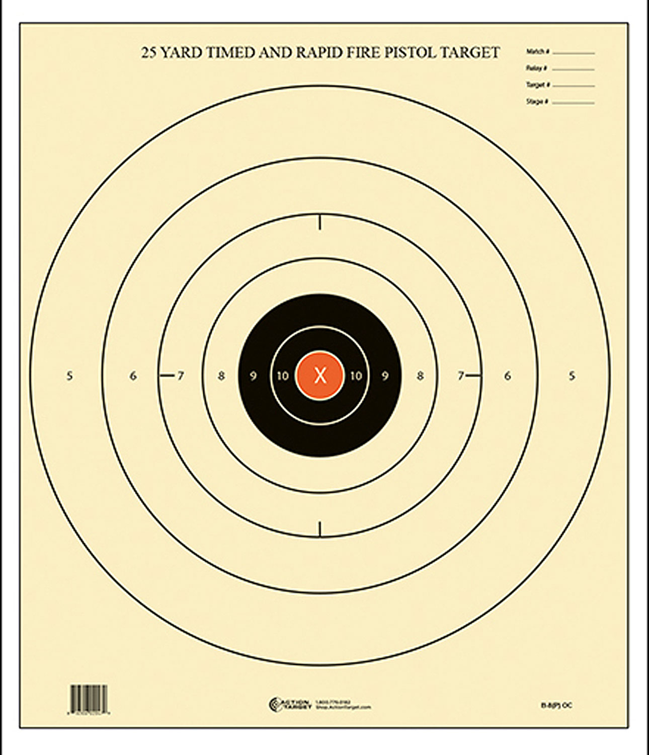 Action Target B8POC100 Competition NRA Time & Rapid Fire Bullseye Paper... - Action Target