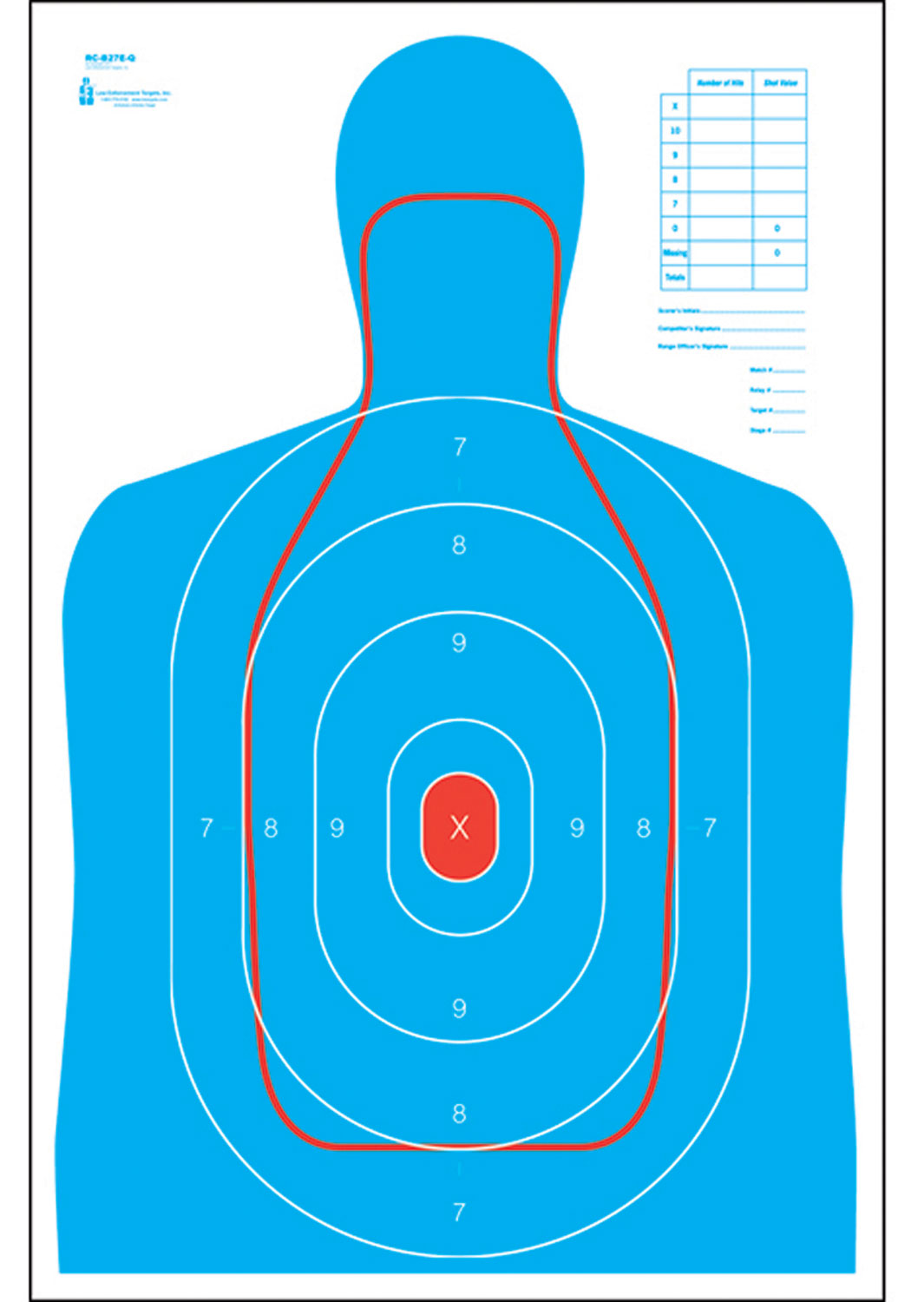 Action Target RCB27EQ100 Qualification B-27E & FBI Q Combo Silhouette Hanging Paper 23 x 35 Blue/White 100 Per Box