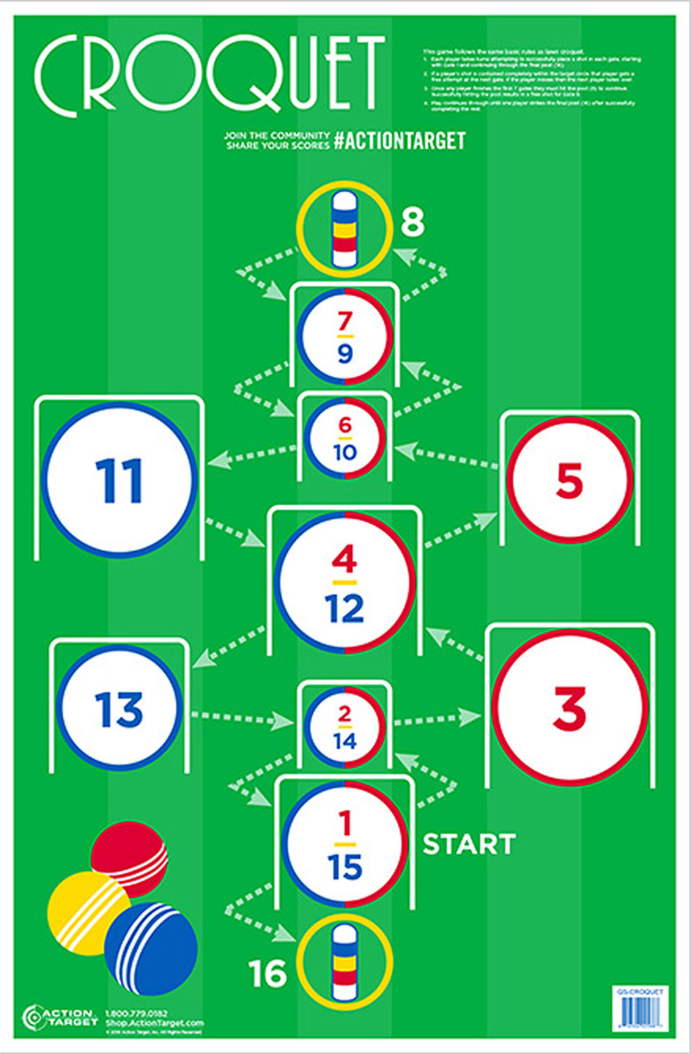 Action Target GSCROQUET100 23"x35" Multi-Color Croquet Paper Targets 100ct - Action Target