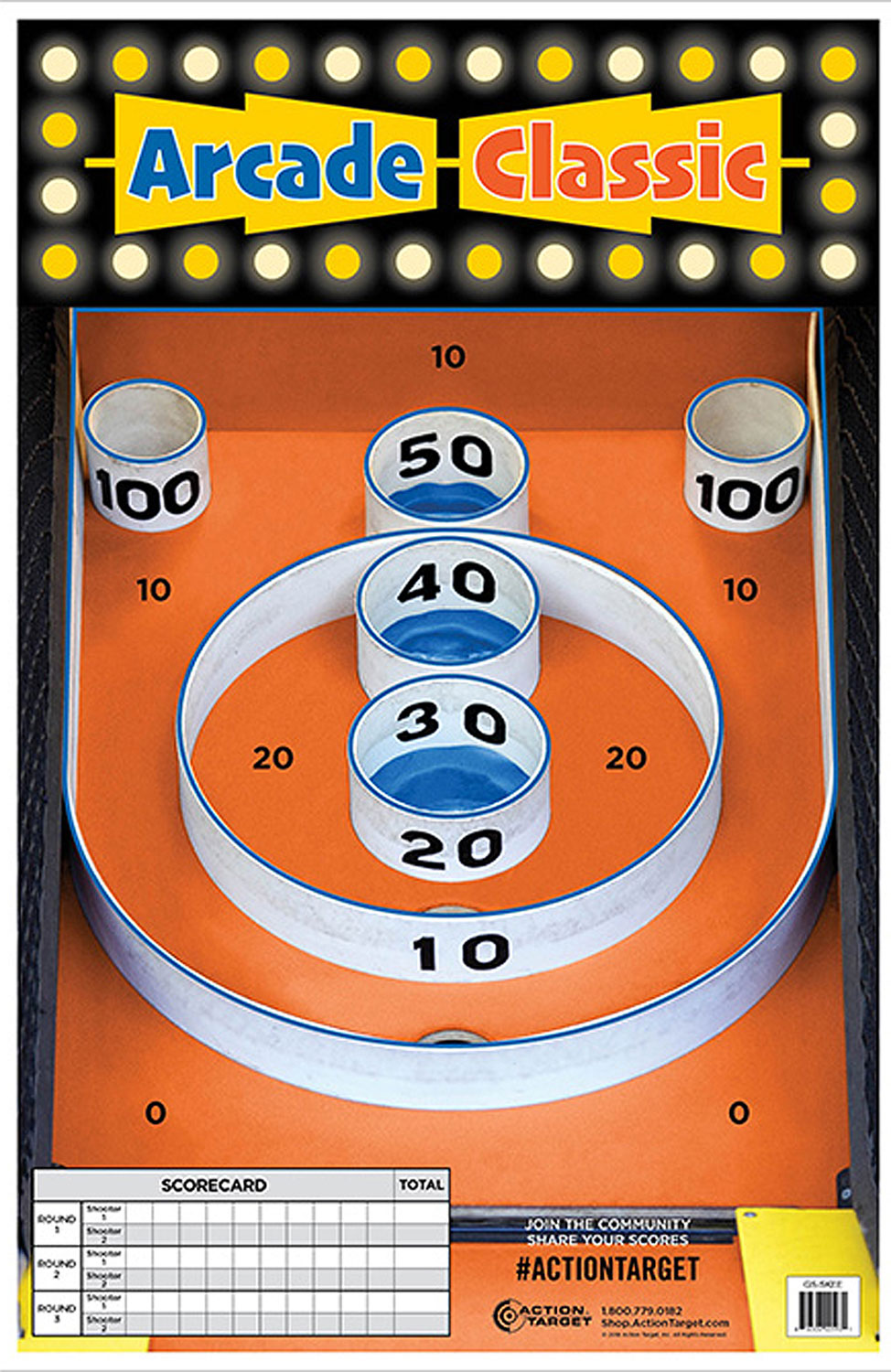 Action Target GSSKEE100 Skee-Ball Paper Target 23"x35" 100/Box Multi-Color - Action Target