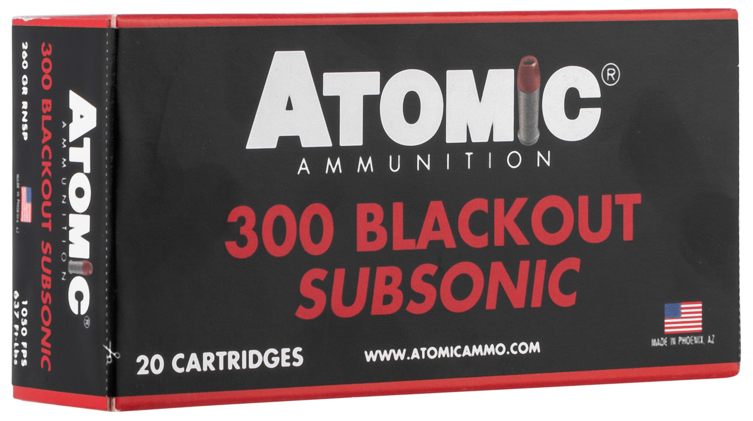 Atomic Ammunition 00478 Subsonic 300 Blackout 260gr RN Soft Point 20/Box