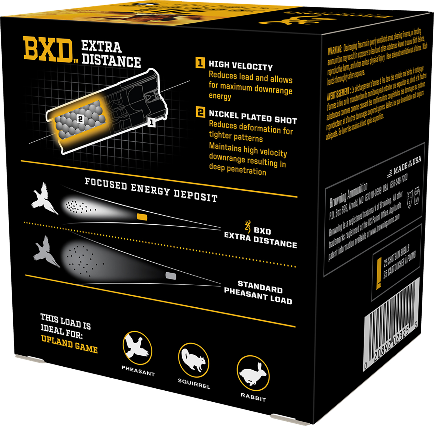 Browning BXD Upland 20 GA 3 in #6 – Powerful 1-1/4 oz Pheasant Load, 1250 fps, 25 Rounds 2 Browning BXD Upland 20 GA 3 in #6 – Powerful 1-1/4 oz Pheasant Load, 1250 fps, 25 Rounds - Image 2