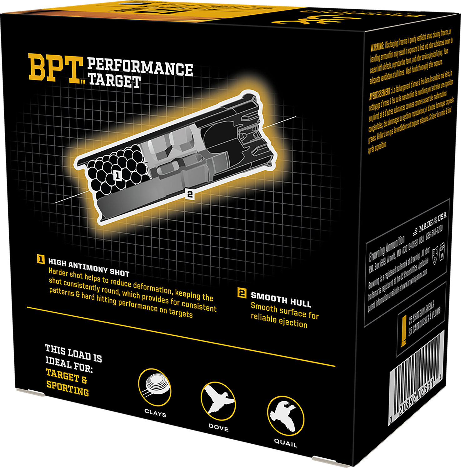 Browning BPT 12 GA 2.75 in 7.5 Target – Reliable 1-1/8 oz Heavy Target Load, 1200 fps, 25 Rounds 2 Browning BPT 12 GA 2.75 in 7.5 Target – Reliable 1-1/8 oz Heavy Target Load, 1200 fps, 25 Rounds - Image 2