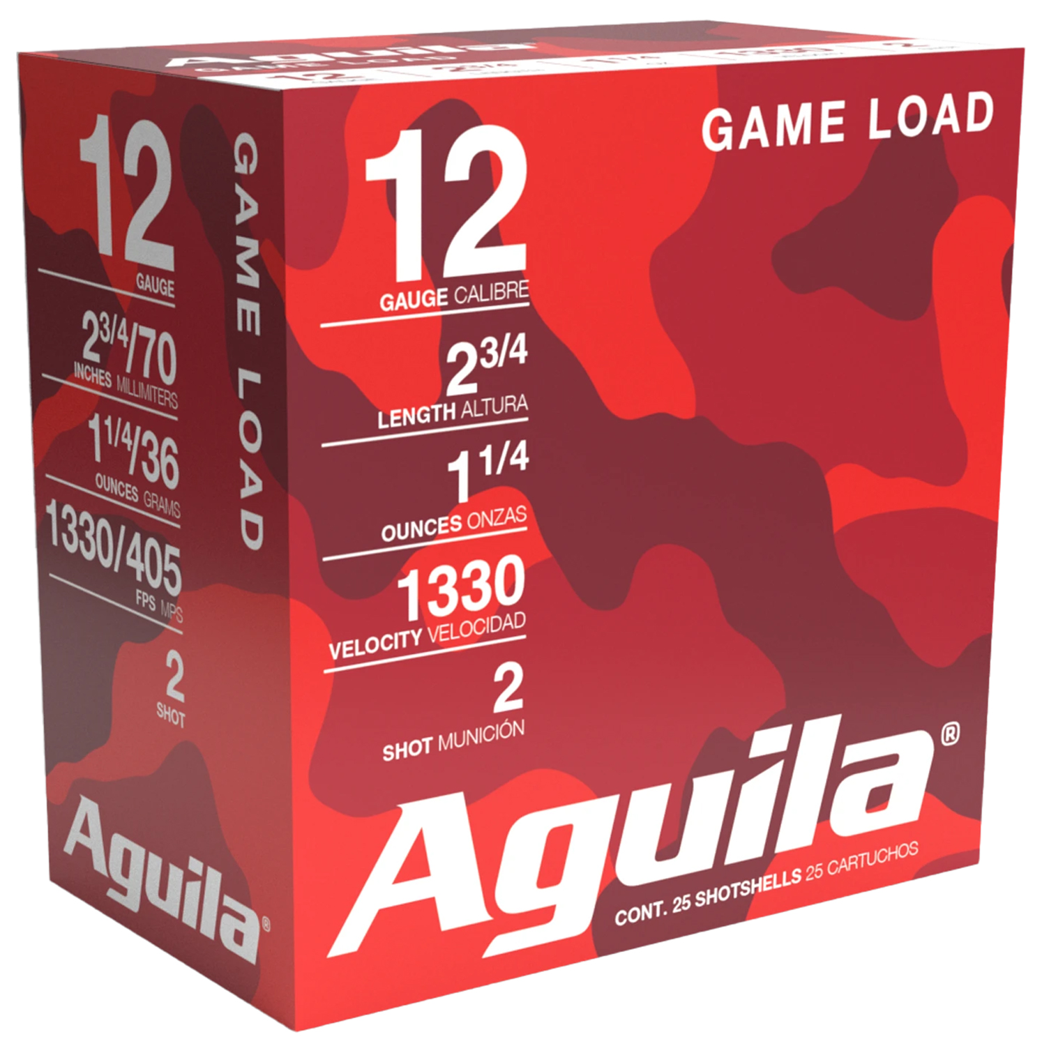 Aguila 1CHB1202 Birdshot High Velocity 12Gauge 2.75 1 1/4oz 2Shot 25 Per Box/10 Case