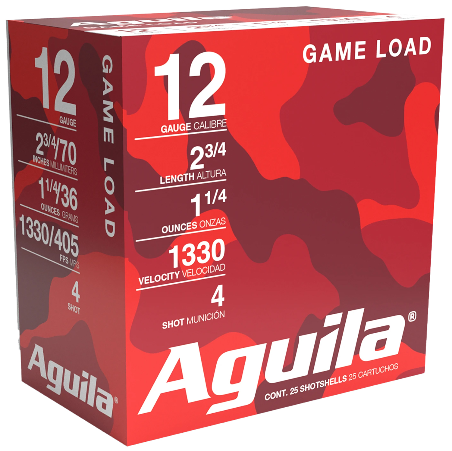 Aguila 1CHB1204 Birdshot High Velocity 12Gauge 2.75 1 1/4oz 4Shot 25 Per Box/10 Case