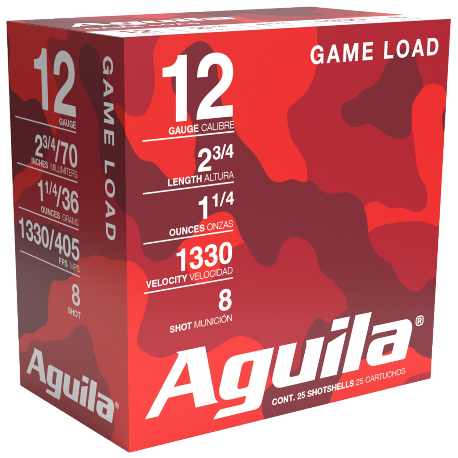 Aguila 1CHB1208 Birdshot High Velocity 12Gauge 2.75 1 1/4oz 8Shot 25 Per Box/10 Case