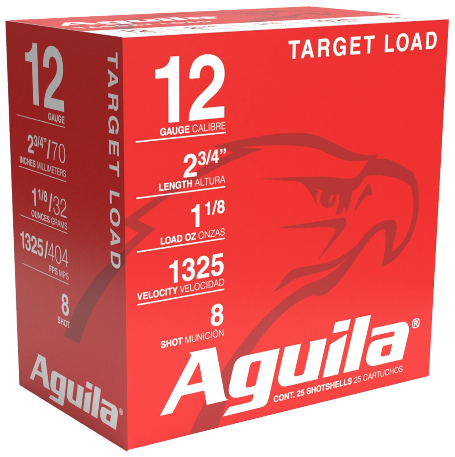 Aguila 1CHB1248 Sporting Clays High Velocity 12Gauge 2.75 1 1/8oz 8Shot 25 Per Box/10 Case