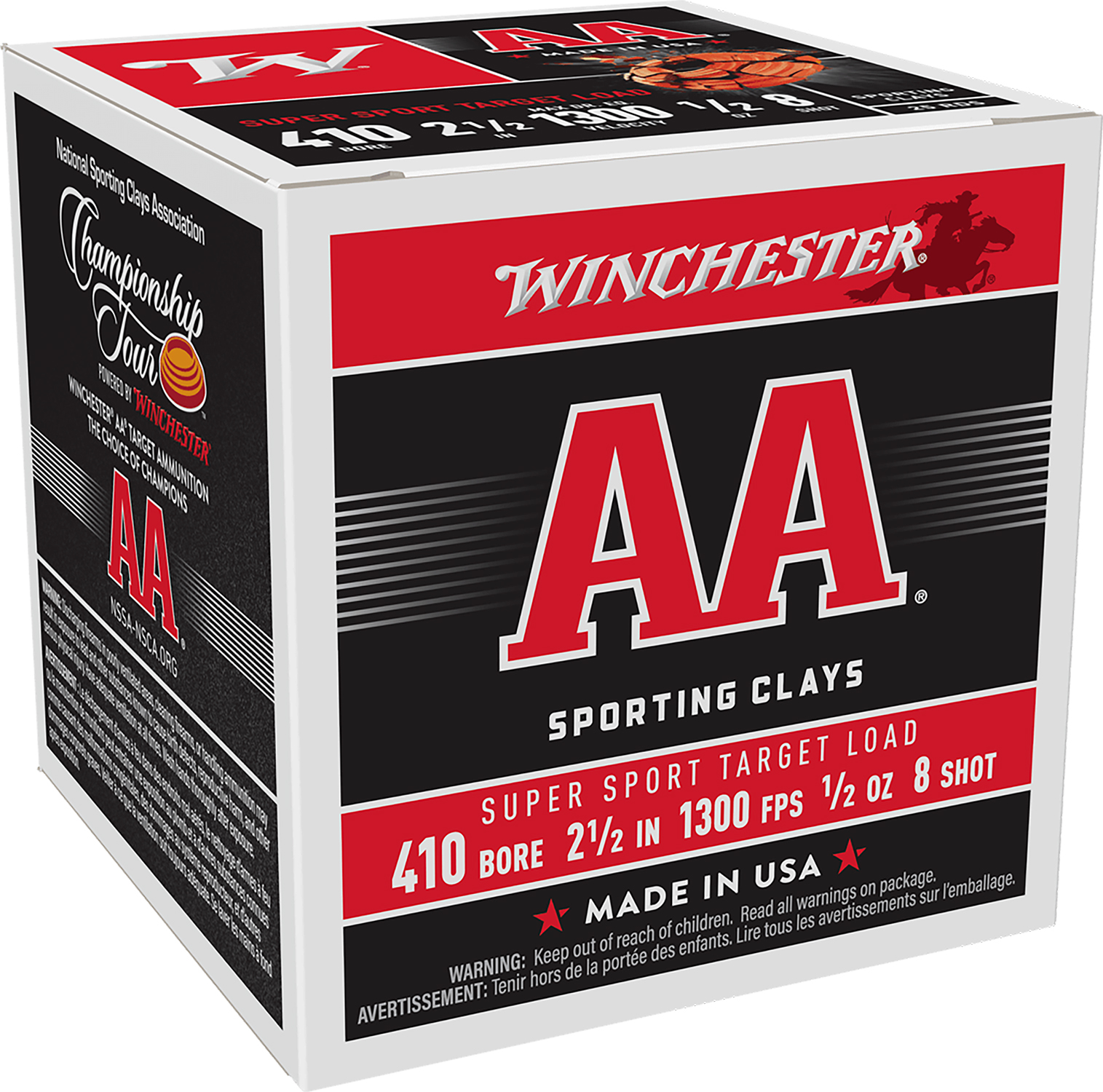 Winchester Ammo AASC418 AA Super Sport Sporting Clay 410 Gauge 2.50" 1/2 oz 1300 fps 8 Shot 25 Bx/10 Cs