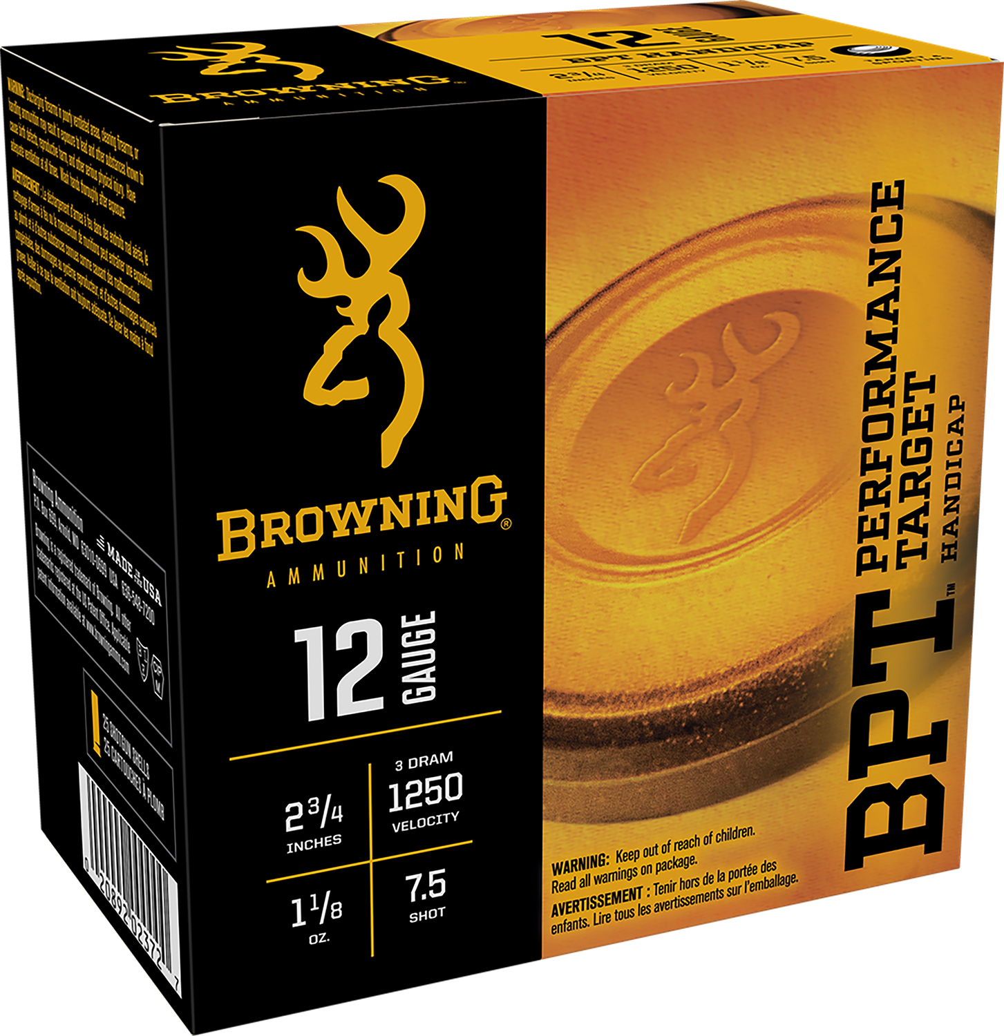 Browning Ammo B193641227 BPT Performance Target Handicap 12Gauge 2.75 1 1/8oz 7.5Shot 25 Per Box/10 Case