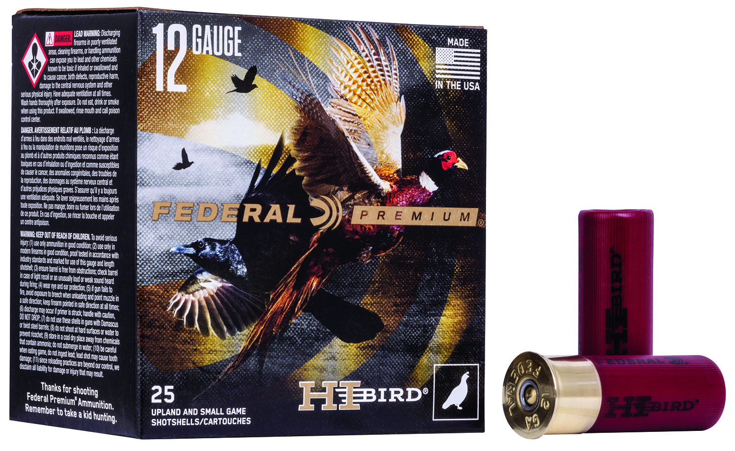 Federal HVF1275 Premium Hi-Bird 12Gauge 2.75 1 1/8oz 7.5Shot 25 Per Box/10 Case