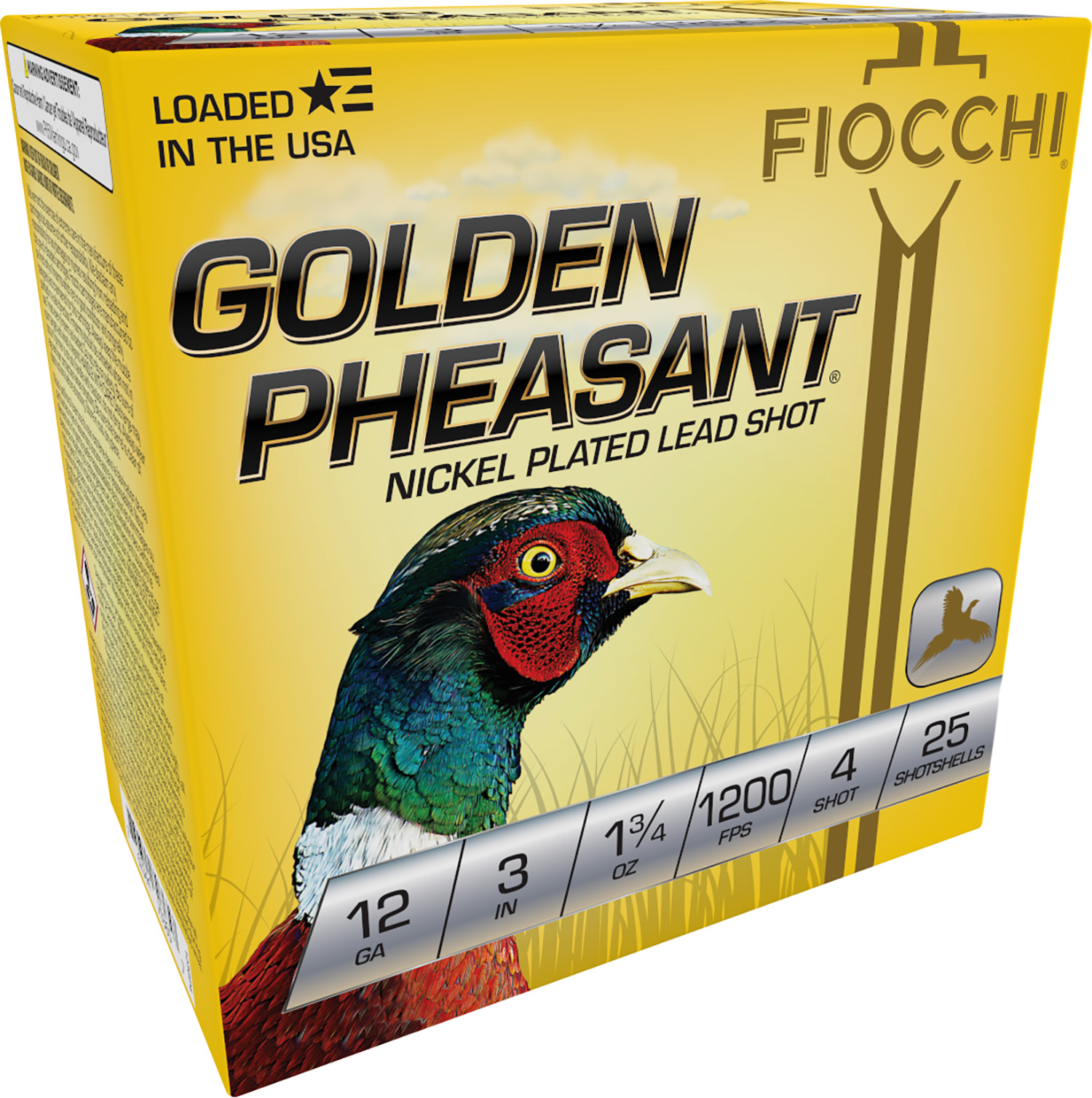 Fiocchi 123GP4 Golden Pheasant Extrema 12Gauge 3 1 3/4oz 4Shot 25 Per Box/10 Case