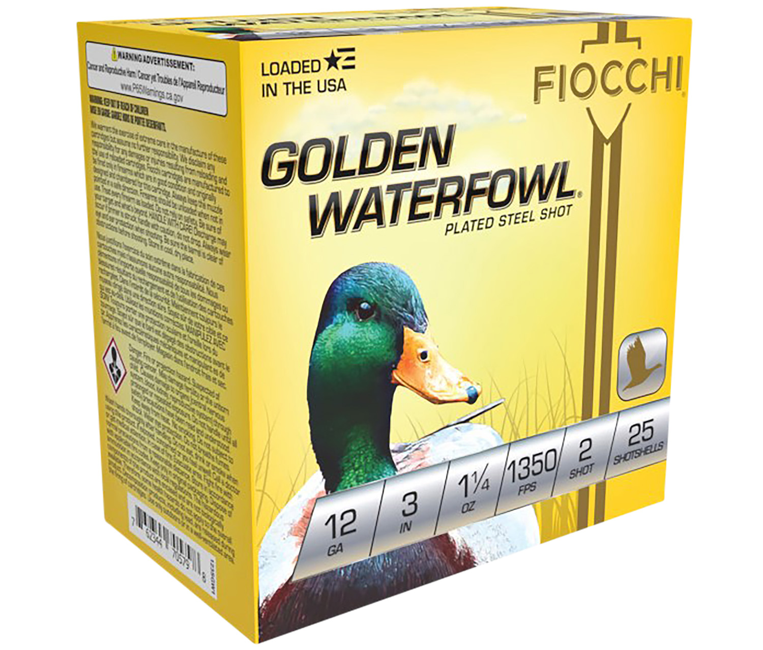 Fiocchi 123SGW2 Golden Waterfowl  12Gauge 3 1 1/4oz 2Shot 25 Per Box/10 Case